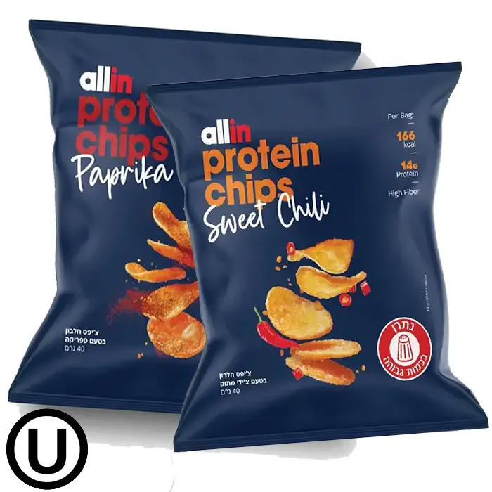 מיקס 2 יח' צ'יפס חלבון אול אין ALLIN CHIPS כשר פרווה